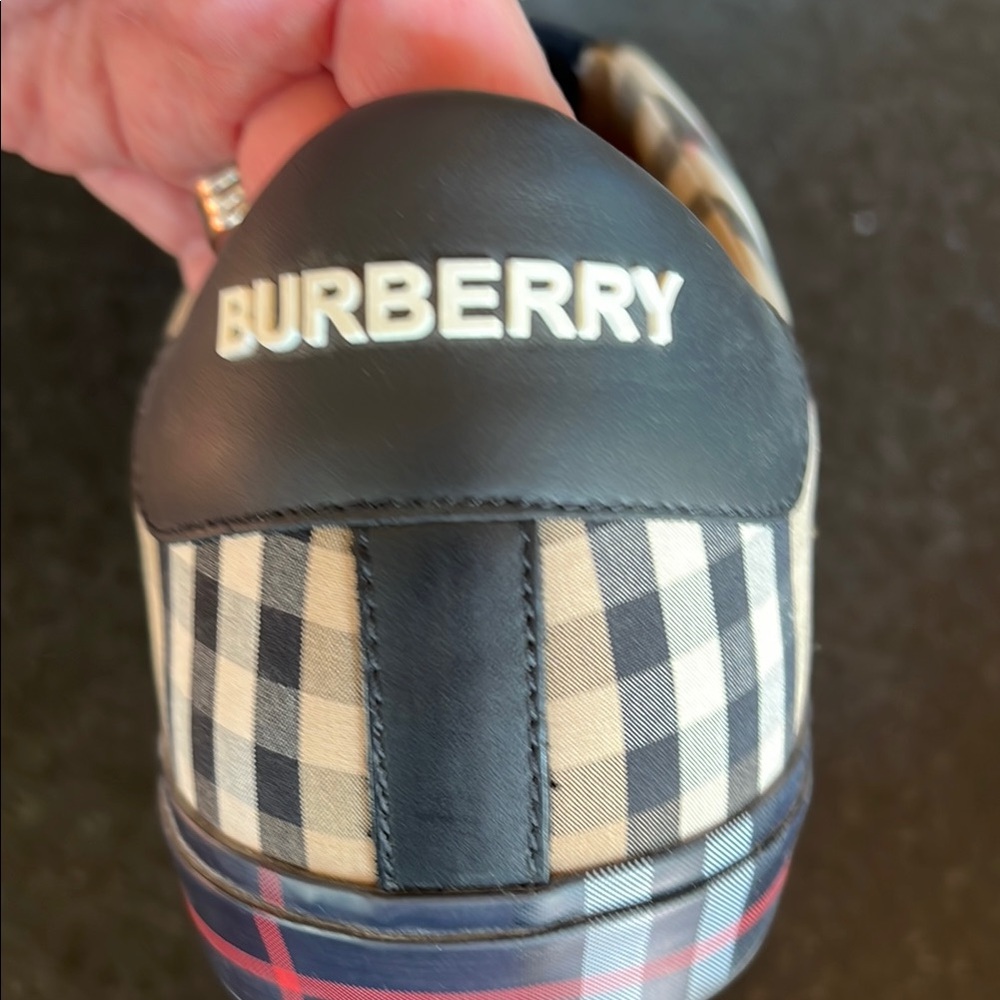 Burberry Checkered Slip-On Shoes in Beige and Black - Picture 4 of 5